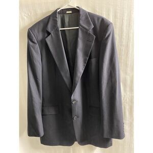 Vintage Cricketeer 2 Piece Suit Black Striped 46R Pants 37x29‎ Wool USA